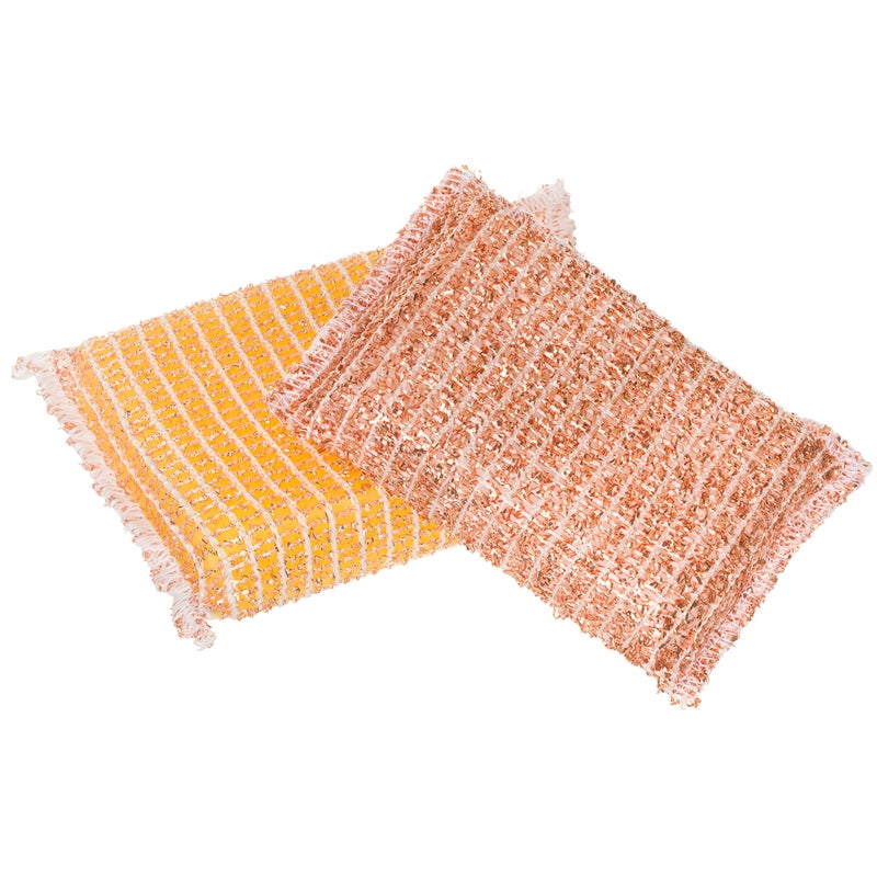 REDECKER Kitchen Woven Copper Sponge, 2-Piece - Abrasive Scrubber, Cleans Stainless Steel Appliances, Pots and Pans, Auto Parts and More, Machine Washable - Copper Cleaning Sponge - Image 2